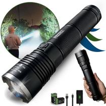 Lanterna Tática Recarregável XHP160 1800000W Zoom 2km, Corpo Blindado em Magnésio, Super Potente, USB, 5 Modos e Resistente à Água