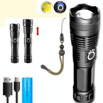 Lanterna Tática T9 Recarregável 5 modos de luz com Zoom ajustável