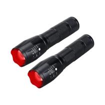 Lanterna Tática Vermelha E Verde Com Zoom LED Recarregável Por USB 5 Modos Para Camping E Caminhadas