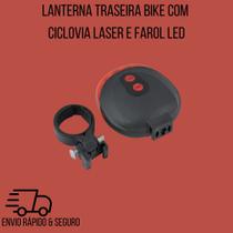 Lanterna Traseira Bike com Ciclovia Laser e Farol LED