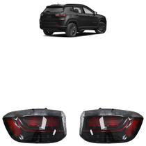 Lanterna Traseira Compass 2022 2023 2024 Canto LED Lente Lisa Acrílico Carcaça Preta