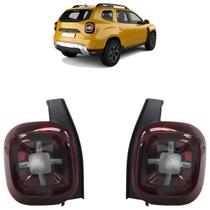 Lanterna Traseira Duster 2022 2023 2024 Bicolor LED Lente Lisa Acrílico Carcaça Preta