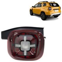 Lanterna Traseira Duster 2022 2023 2024 Bicolor Lente Lisa Acrílico Carcaça Preta