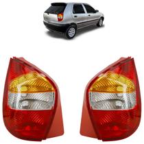 Lanterna Traseira Palio 2001 2002 2003 2004 Tricolor Ré Cristal Pisca Âmbar Lisa Acrílico Carcaça Vermelha