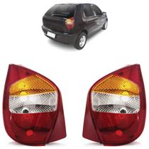 Lanterna Traseira Palio G2 2001 2002 2003 2004 2005 2006 Tricolor Liso Acrílico Carcaça Vermelha