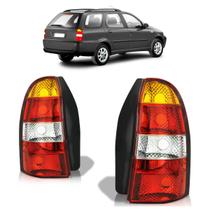 Lanterna Traseira Palio Weekend 2001 2002 2003 2004 Tricolor Lisa Acrílico Carcaça Preta