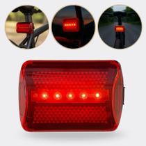 Lanterna Traseira Para Bicicleta Sinalizador Bike 5 Leds 6 Funções Lanterna Traseira Para Bicicleta Sinalizador Bike 5 Leds 6 Funções