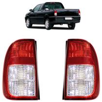 Lanterna Traseira Saveiro G3 2000 2001 2002 2003 2004 2005 Bicolor Estriada Acrílico Carcaça Preta