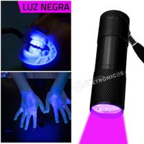 Lanterna Ultra Violeta Luz Negra 9 LED UV Para Detecção Notas Falsas, Urina, Impurezas - LT406