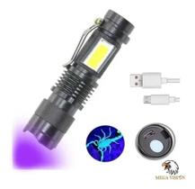 Lanterna Ultra violeta Usb Led Potente Luz Negra Uv Nota Falsa E Escorpião Recarregável