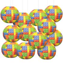 Lanternas de papel AKAIXI Building Block 10 cm, 12 peças, decoração de festa