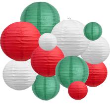 Lanternas de papel BEISHIDA 12 unidades vermelhas, verdes, brancas, 15-30 cm Lanternas de papel BEISHIDA 12 unidades vermelhas, verdes, brancas, 15-30 cm