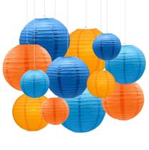 Lanternas de papel Capesaro azul laranja decorativas 12 unidades