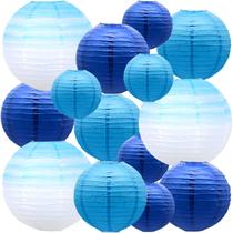 Lanternas de papel decorativas YIOTJUNL para festa, 14 peças, azuis