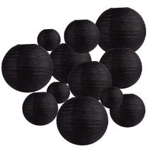 Lanternas de papel Famolay Black 12 unidades 6 8 10 12 cm para decoração Lanternas de papel Famolay Black 12 unidades 6 8 10 12 cm para decoração