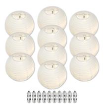 Lanternas de papel LED Ethbirsge brancas chinesas 25 cm, pacote com 10