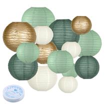 Lanternas de papel MEIDUO Decorativas Verde Sálvia/Verde Floresta/Dourado/Branco