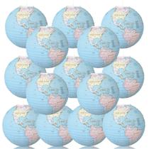 Lanternas de papel suspensas LURICO, mapa mundial de 10 polegadas, conjunto de 14