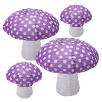 Lanternas de papel Windspeed Mushroom de 20 cm e 30 cm, roxas, 4 unidades