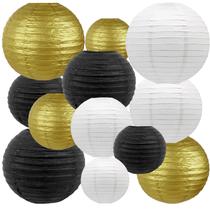 Lanternas de papel Xiksxitn Preto, Ouro, Branco, 12 unidades de 10-4" Lanternas de papel Xiksxitn Preto, Ouro, Branco, 12 unidades de 10-4"