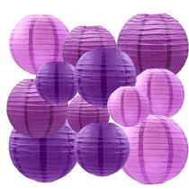 Lanternas de papel Xiksxitn roxas 4-10" 12 unidades internas e externas