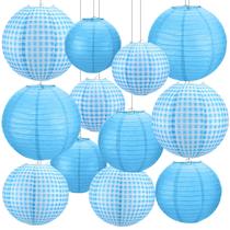 Lanternas de Papel YooNotee 12 Peças Xadrez Azul 20-30 cm