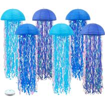 Lanternas de papel Zilue Jellyfish, 6 peças, 25 cm, penduradas em azul Lanternas de papel Zilue Jellyfish, 6 peças, 25 cm, penduradas em azul