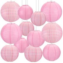 Lanternas para Festa YooNotee 12 Peças Rosa Xadrez 2030 cm Lanternas para Festa YooNotee 12 Peças Rosa Xadrez 2030 cm