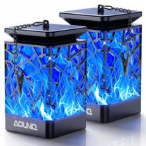 Lanternas solares AOUNQ 99 LEDs Blue Flickering Flame, pacote com 2