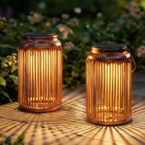 Lanternas Solares baterysu Kit com 2 Unidades, Impermeáveis, com Luzes de Rattan
