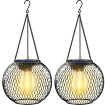 Lanternas solares UBright, luzes externas, impermeáveis, suspensas em metal, movidas a energia solar para exteriores, lanternas decorativas para jardim, quintal e pátio, pacote com 2 Lanternas solares UBright, luzes externas, impermeáveis, suspensas em metal, movidas a energia solar para exteriores, lanternas decorativas para jardim, quintal e pátio, pacote com 2
