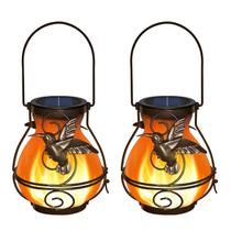 Lanternas solares Zfiglum, kit com 2 unidades, metal impermeável com beija-flor Lanternas solares Zfiglum, kit com 2 unidades, metal impermeável com beija-flor