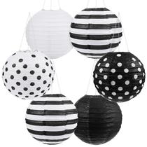 Lanternas suspensas Treela em papel preto e branco de 20 cm (pacote com 6) Lanternas suspensas Treela em papel preto e branco de 20 cm (pacote com 6)