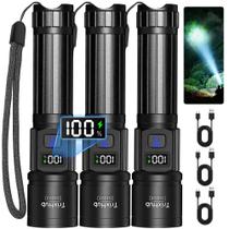 Lanternas TrixHub TH005 Kit com 3 unidades, recarregáveis por USB, 5 modos