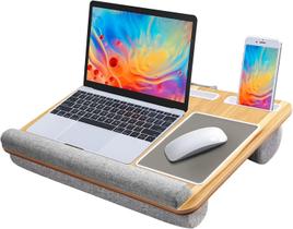 Lap Desk HUANUO serve para laptop de até 17 polegadas com mouse pad de madeira