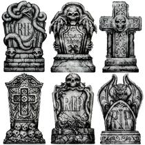 Lápides de Halloween JOYIN 40 cm, decoração assustadora ao ar livre, 6 unidades