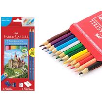 Lápis 12 cores Ecolápis +3 lápis grafite faber-Castell kit