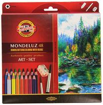 Lápis Aquarelável Mondeluz 48 Cores + Pincéis + Apontador