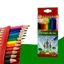 Lápis Cor 12 Cores Tons Caixa Colorido Pintar Escolar