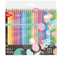 Lapis Cor 24 Cores Vibrantes Tons Pastel Vibes + 1 Lapis 6B Original Tris Ultra Macio