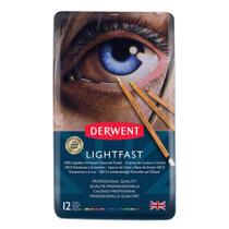 Lápis Cor Permanente Derwent Lightfast 12 Cores Estojo Lata