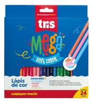 LAPIS COR TRIS MEGA MIX 24 CORES 12 clássicas/6 pasteis/4 neon/2 metálicas