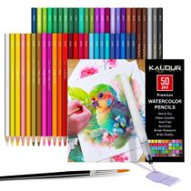Lápis de aquarela KALOUR 50 cores, misturáveis, úmidos ou secos Lápis de aquarela KALOUR 50 cores, misturáveis, úmidos ou secos