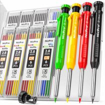 Lápis de carpinteiro Nicpro com apontador, pacote com 4 e 52 recargas