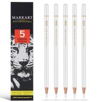 Lápis de carvão branco MARKART, kit com 5 peças Lápis de carvão branco MARKART, kit com 5 peças