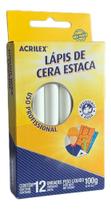 Lápis de Cera Estaca ACRILEX - 12 Unidades - Branco - 091100519