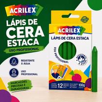 Lápis de Cera Estaca Caixa com 12 Unidades Acrilex para Madeira Concreto Metal Mármore