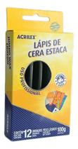 Lápis de Cera Estaca PRETO - 12 Unidades ACRILEX - 091100520
