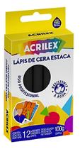 Lápis de Cera Estaca PRETO - 12 Unidades ACRILEX - 091100520 Lápis de Cera Estaca PRETO - 12 Unidades ACRILEX - 091100520