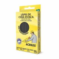 Lápis De Cera Estaca Preto Acrilex